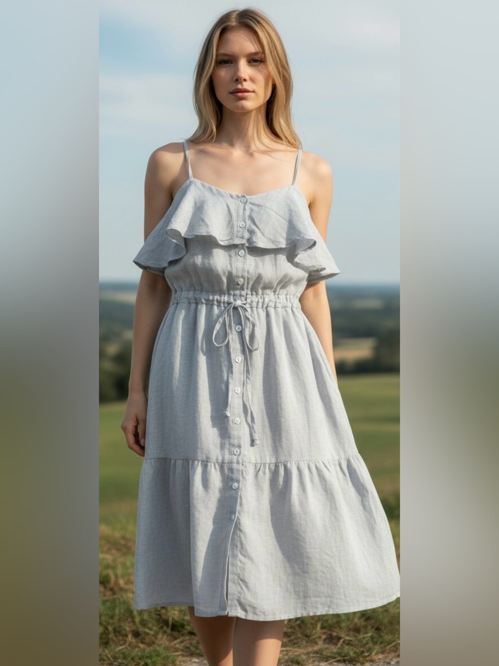Mossimo Supply Co. Blue Button-Front Mini Dress